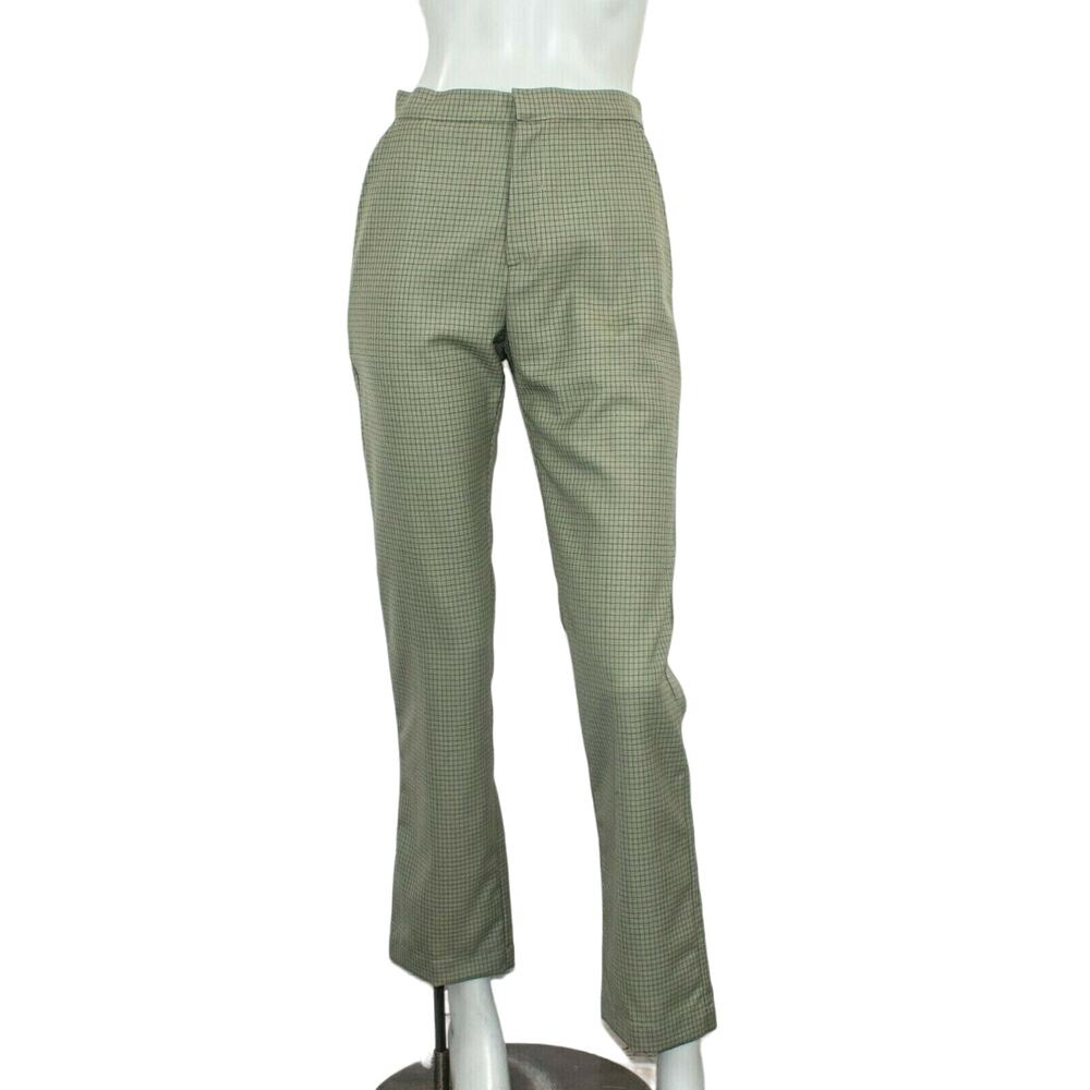 CARLEEN Poppy Pants Sage Wool Grid Check Women's Size 2 - Picture 2 of 10